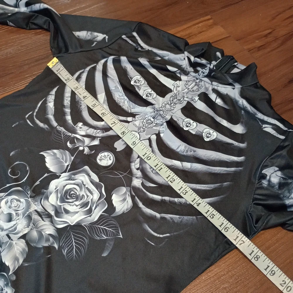 Women's Halloween Rose Skeleton Bodycon Dress Day Of The Dead
